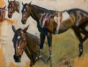 Studies Of A Brown Mare For 'unsaddling Enclosure, Epsom' — Sir Alfred James Munnings, Impressionistic Landscape