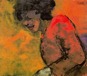 Woman In A Red Dress (in Profile) — Emile Nolde, Expressionism