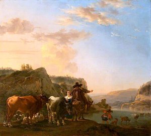 A Landscape With Peasants (also Known As Landscape With Herdsmen Fording A River) — ヤン・アッセリン