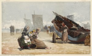 Beach Scene, Cullercoats — Winslow Homer