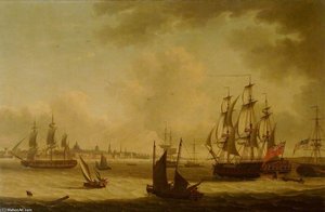 The 'pearl' Frigate Off Liverpool — John Thomas Serres