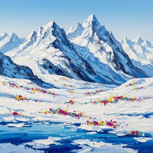 Monolithische Azurblaue Gipfel Unter Einem Skulpturierten Himmel Aus Gefrorenem Licht Und Farbe — David Moreau, Gips- & Texturkunst