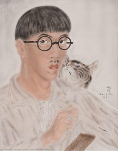 Self-portrait With A Cat — Léonard Tsuguharu Foujita