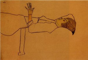 Clothed Woman, Reclining — Egon Schiele, Expressionism