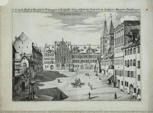 Egidienplatz (formerly Dillinghof) Looking North, with Pellerhaus and the Romanesque Egidienkirche.