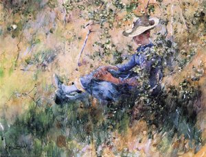 Girl By A Flowering Hawthorn Bush — Carl Larsson