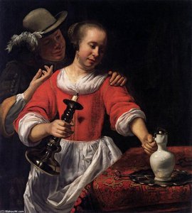 A Young Woman And A Cavalier — Cornelis Bisschop, Baroque Realism