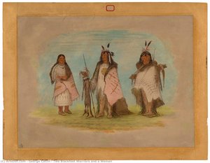Two Blackfoot Warriors And A Woman — George Catlin, Realism