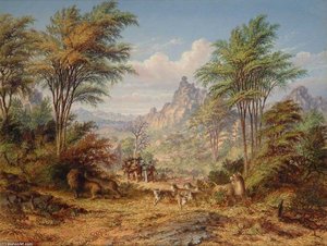 Lion Family Amongs He Granite Hills Between The Shasha And Macloutse Rivers — Thomas Baines