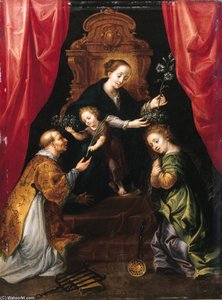 The Madonna And Child Enthroned, Adored