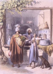 A Zeyat Or Oil Seller With Customers In His Shop In Cairo — Émile Prisse D'avennes