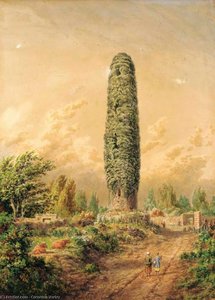 An Ivy-covered Tower By An Open Track, Ireland — Cornelius Varley