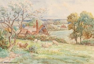 Rural Landscape With Sheep — Claude Cardon