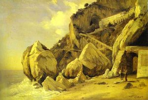 Rocks In Amalfi — Jean-baptiste-camille Corot, Romanticism
