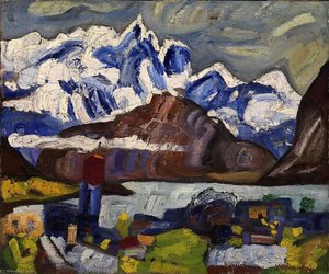 Harbor Scene And Snow Peaks — William H. Johnson