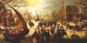 Landscape With Frozen Canal, Skaters And Ice Boats — Hendrick Avercamp, Dutch Golden Age