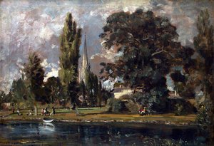 Salisbury Cathedral And Leadenhall From The River Avon — John Constable, Romantic Landscape Painting