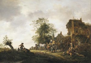 Travellers Outside An Inn — Isaac Van Ostade