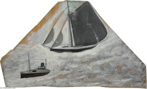 Grey Sailing Ship And Small Boat (verso) — Alfred Wallis