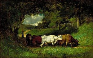 Driving Home The Cows, (painting) — Edward Mitchell Bannister