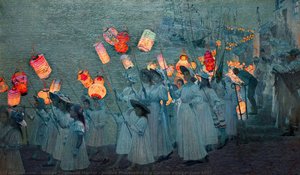 Jubilee Procession In A Cornish Village, June 1897 — George Sherwood Hunter, Impressionism
