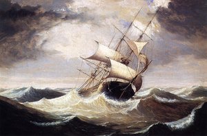 Three-master On A Rough Sea — Fitz Henry Lane