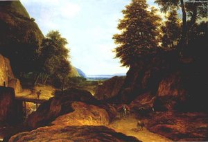 Valley With Travellers — Roelant Roghman