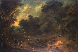 Lisiere De Foret Avec Paysans Et Troupeaux — Cornelis Huysmans Dit Huysmans De Malines