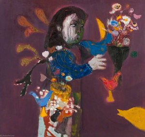 Figure, Flowers and Cocks