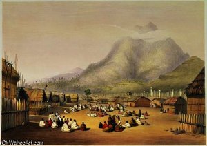 Tu Kaitote, The Pah Of Te Whero Whero — George French Angas