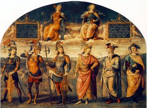 Fortitude And Temperance With Six Antique Heroes — Pietro Perugino (pietro Vannucci)