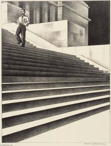 Boy On Stairway — Louis Lozowick
