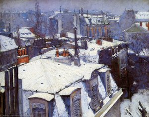 View Of Roofs (snow Effect) Or Roofs Under Snow — Gustave Caillebotte, Realism