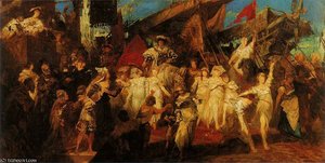Der Einzug Karls V In Antwerpen Entwurf — Hans Makart
