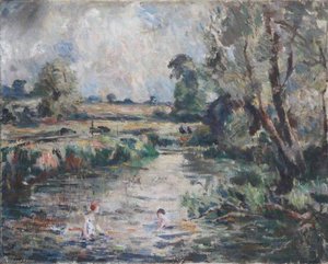 Children Playing In A River In A Country Setting (after John Constable ) — Alan Francis Clutton Brock