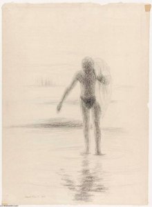 Study Of A Male Bather Standing In The Water — Jared French