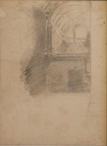 Study Of The Interior Of The Church Of Saint Marie Of Victory, Oporto — António Teixeira Carneiro Júnior, Portuguese Expressionism