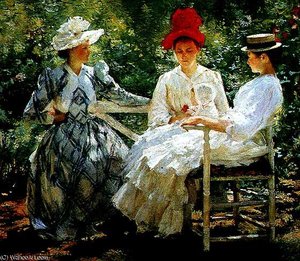In A Garden Usc — Edmund Charles Tarbell, Impressionism