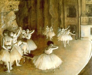 Ballet Rehearsal On Stage, Oil On Canvas, Musée — Hilaire-germain-edgar Degas, Realism
