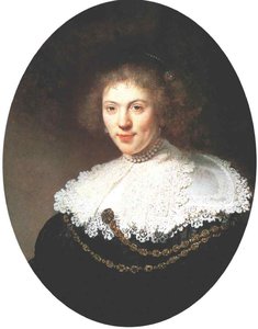Portrait Of A Woman Wearing A Gold Chain, Oi — Rembrandt Van Rijn, Dutch Baroque