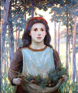 Girl Gathering Fir Cones — William Herbert Allen