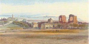 St John Lateran And The Claudian Aqueduct, Rome, Italy — Edward Lear