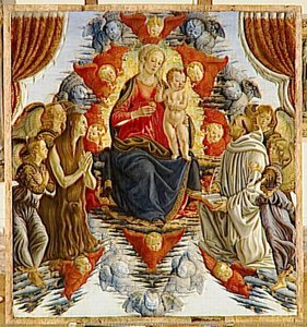 La Vierge Et L'enfant En Gloire Entoures D'anges, De Sainte Marie Madeleine Et De Saint Bernard — Francesco Di Giovanni Botticini, Early Renaissance