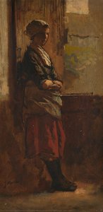Meisje bij een deuropening., Jacob Maris, 1870 - 1899