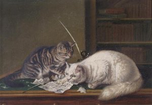 Naughty Cats Eating A Five Pound Note — Horatio Henry Couldery
