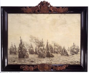 The Battle Of Livorno — Willem Van De Velde The Elder, Pen Painting Seascape