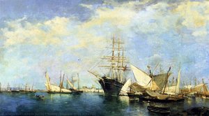 Seascape, Ships In The Port — Joaquín Sorolla Y Bastida, Impressionism