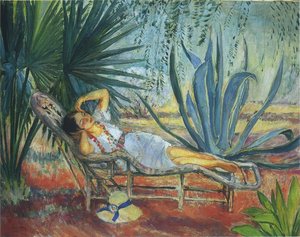 Marthe In A Lounge At St Tropez — Henri Lebasque