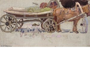 Horse And Wagon With Yoke — Leon Shulman Gaspard
