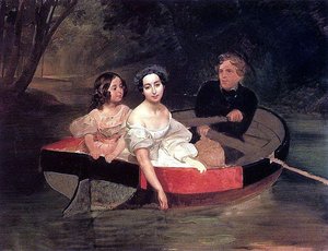 Self-portrait With Baroness Ye. N. Meller-zakomelskaya And A Girl In A Boat. (unfinished) — Karl Pavlovich Bryullov